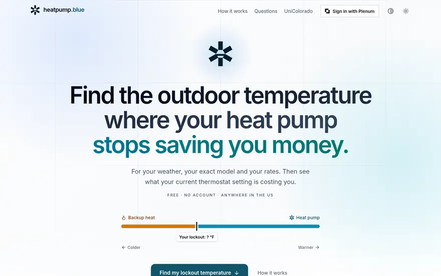 The heatpump.blue lockout temperature tool